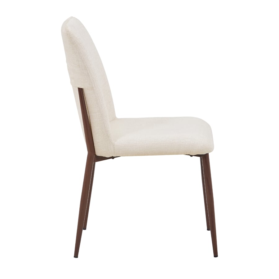 Lot de 2 chaises en tissu beige pieds couleur bois fonc&eacute;