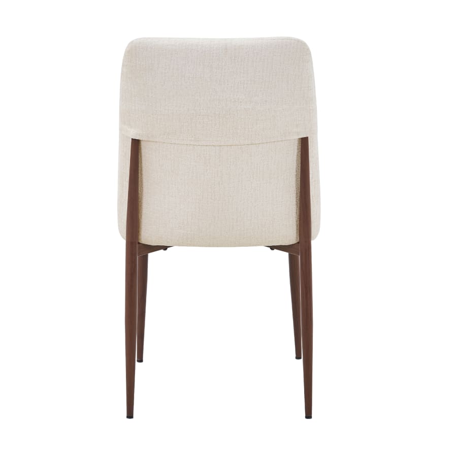 Lot de 2 chaises en tissu beige pieds couleur bois fonc&eacute;