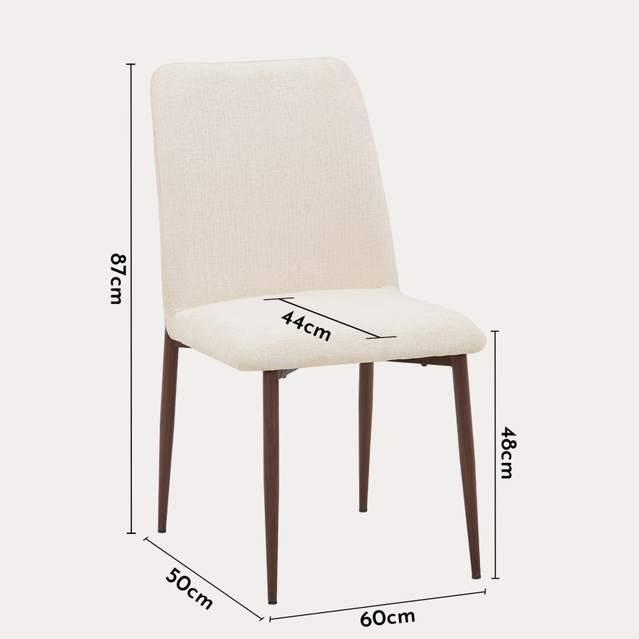 Lot de 2 chaises en tissu beige pieds couleur bois fonc&eacute;