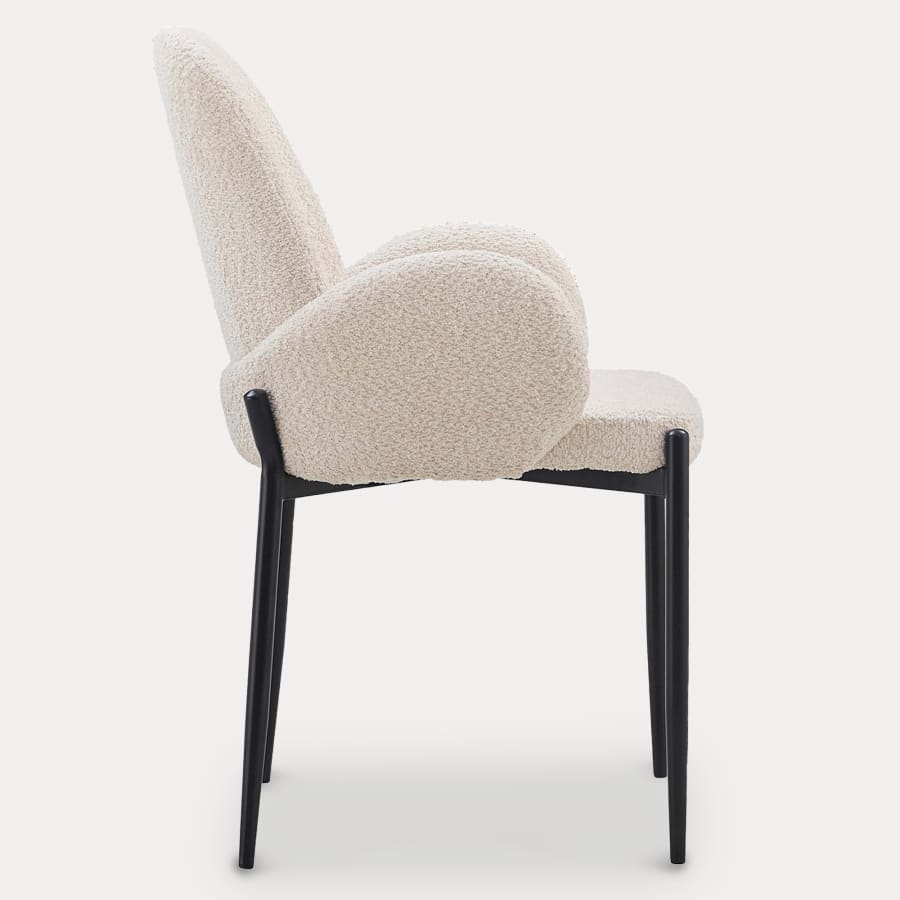 Lot de 2 chaises design en tissu bouclette beige