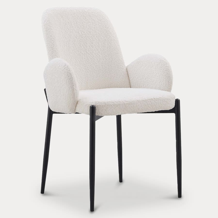 Lot de 2 chaises design en tissu bouclette blanc