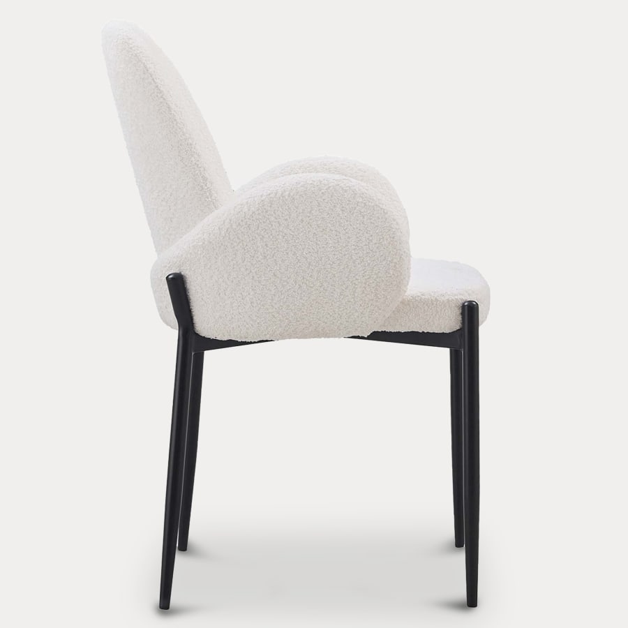 Lot de 2 chaises design en tissu bouclette blanc