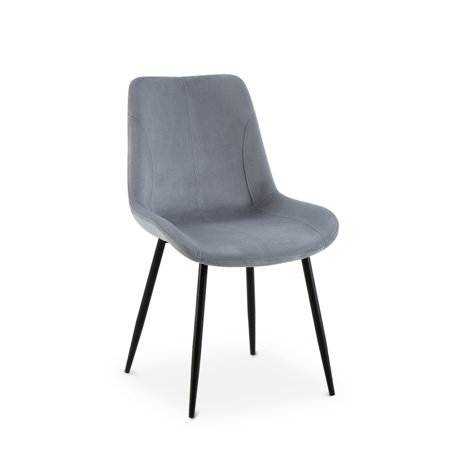 Lot de 4 chaises en velours gris pieds en métal noir