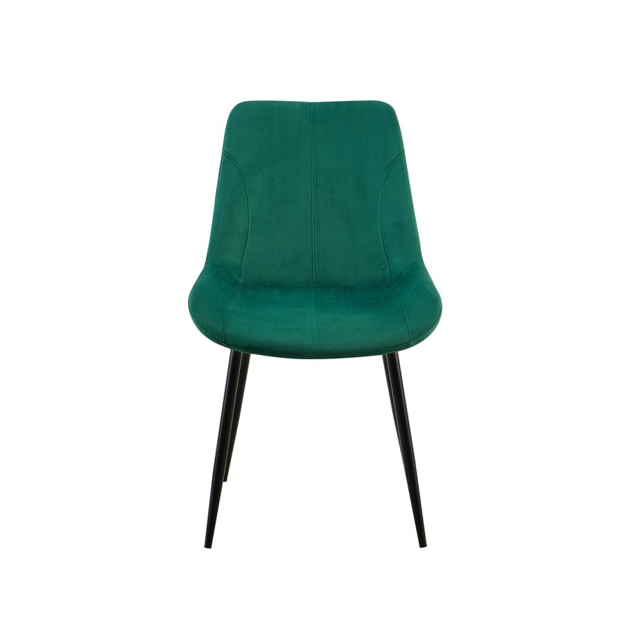 Lot de 4 chaises en velours vert pieds en métal noir