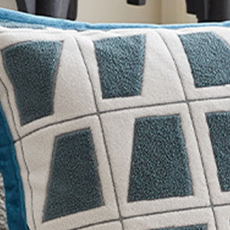 Coussin carré en tissu à motifs blanc et bleu 45x45 cm