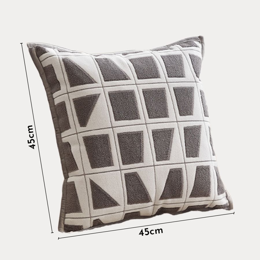 Coussin carré en tissu à motifs blanc et gris 45x45 cm