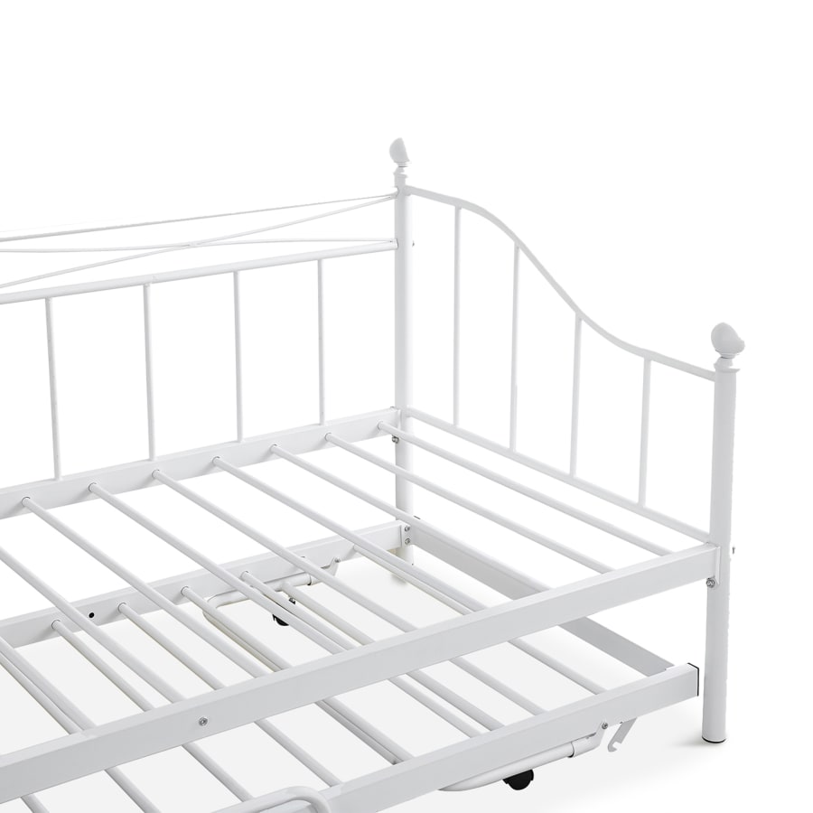 Lit banquette gigogne en métal blanc 90x190 cm