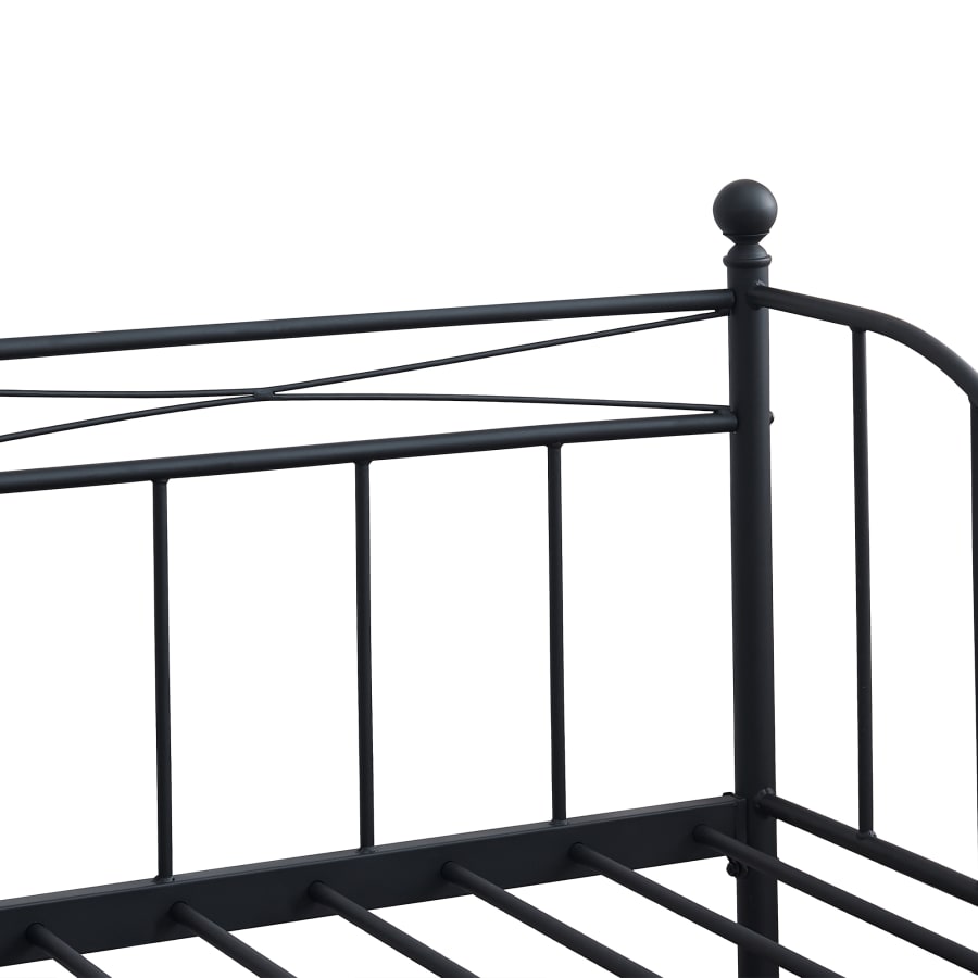 Lit banquette gigogne en m&eacute;tal noir 90x190 cm