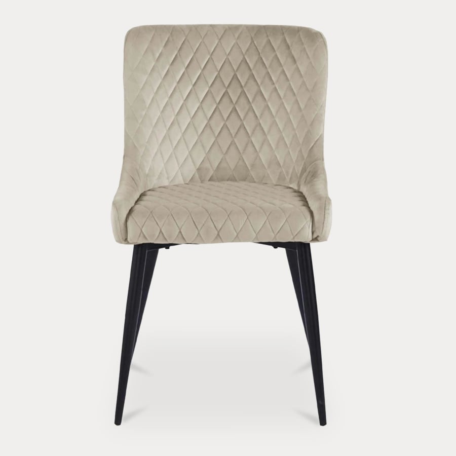 Lot de 2 chaises capitonn&eacute;es en velours beige