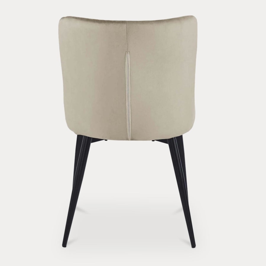 Lot de 2 chaises capitonn&eacute;es en velours beige