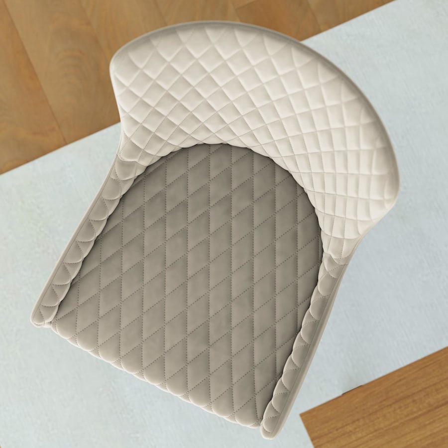 Lot de 2 chaises capitonn&eacute;es en velours beige