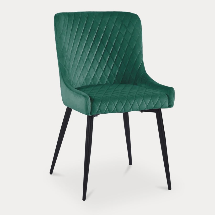 Lot de 2 chaises capitonnées en velours vert