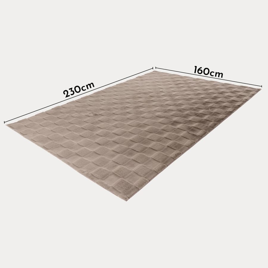 Tapis tissu doux &agrave; motif en relief taupe - 160x230 cm