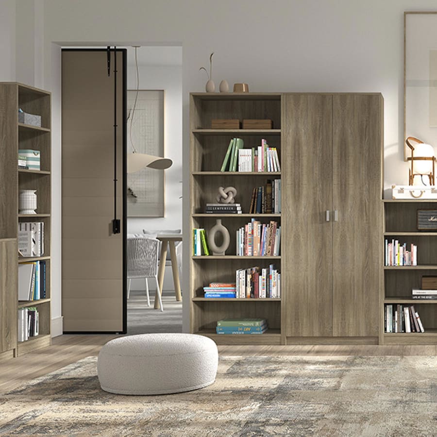 Armoire 2 portes 4 &eacute;tag&egrave;res couleur bois clair