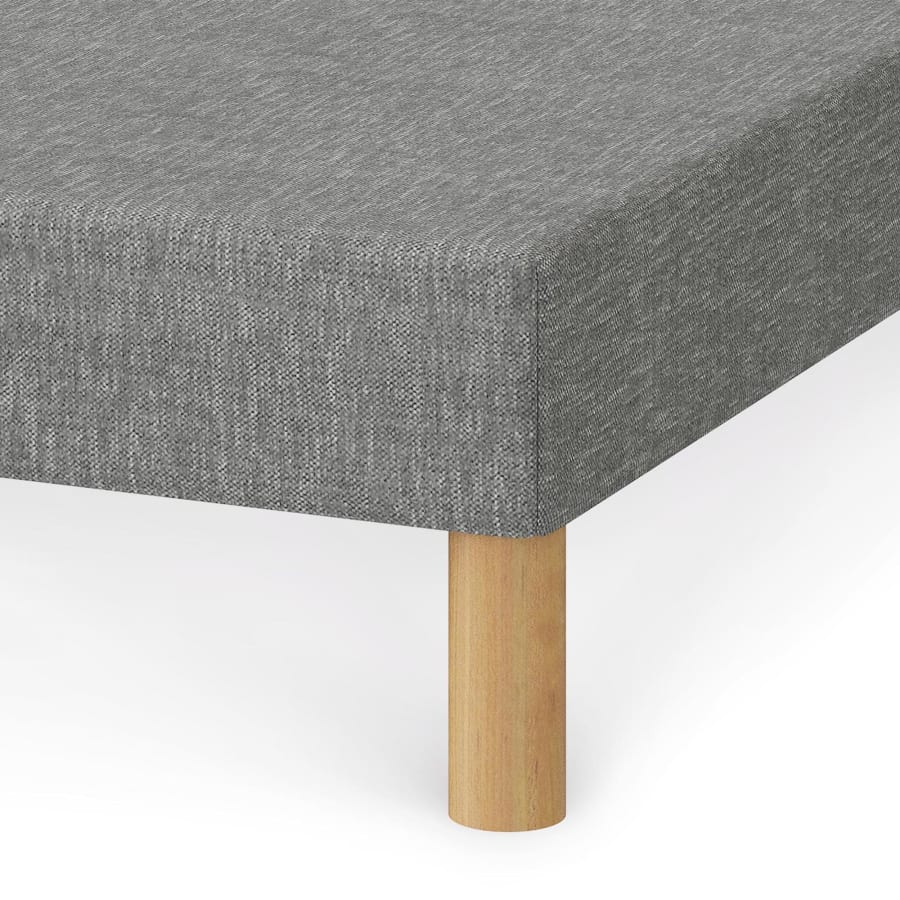 Sommier tapissier tissu gris piètement en bois 2x 80x200 cm