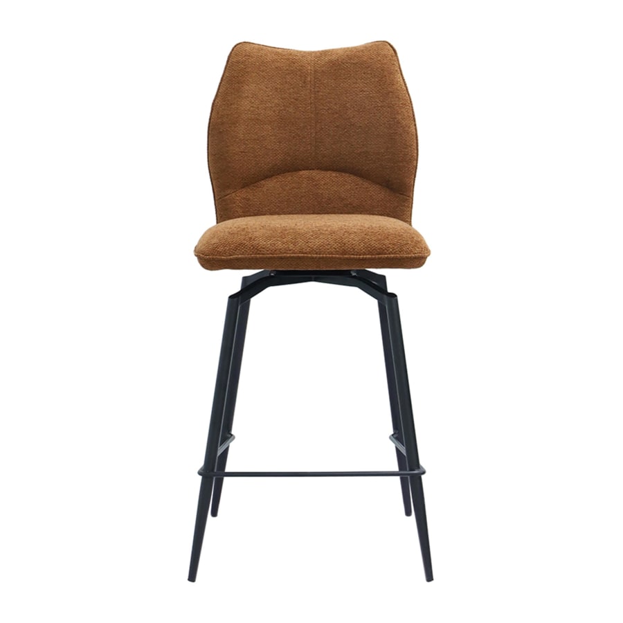 Lot de 2 tabourets pivotants en tissu rouille piètement métal noir