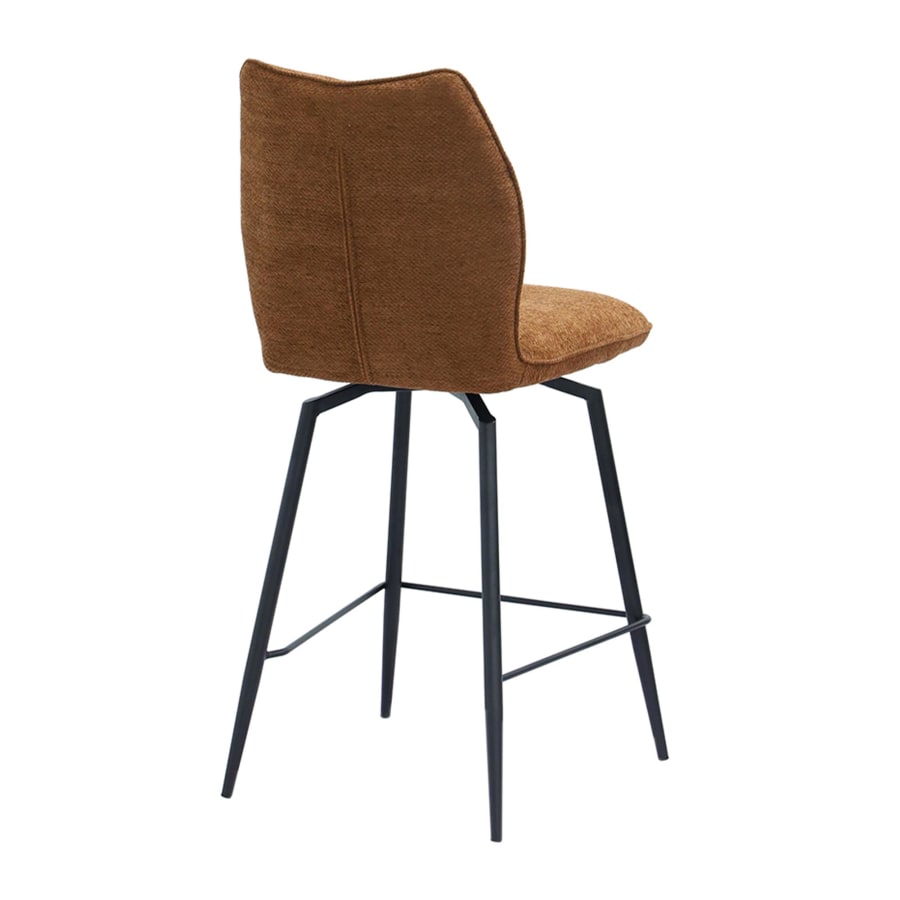 Lot de 2 tabourets pivotants en tissu rouille piètement métal noir