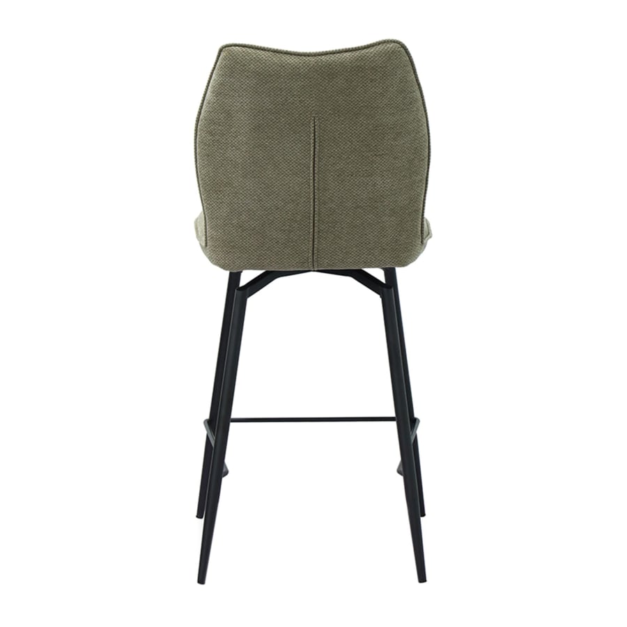 Lot de 2 tabourets pivotants en tissu taupe pi&egrave;tement m&eacute;tal noir