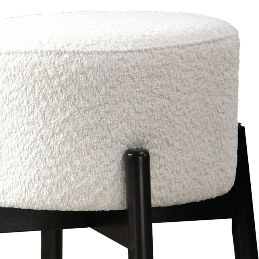 Lot de 2 tabourets effet peau de mouton blanc et bois noir