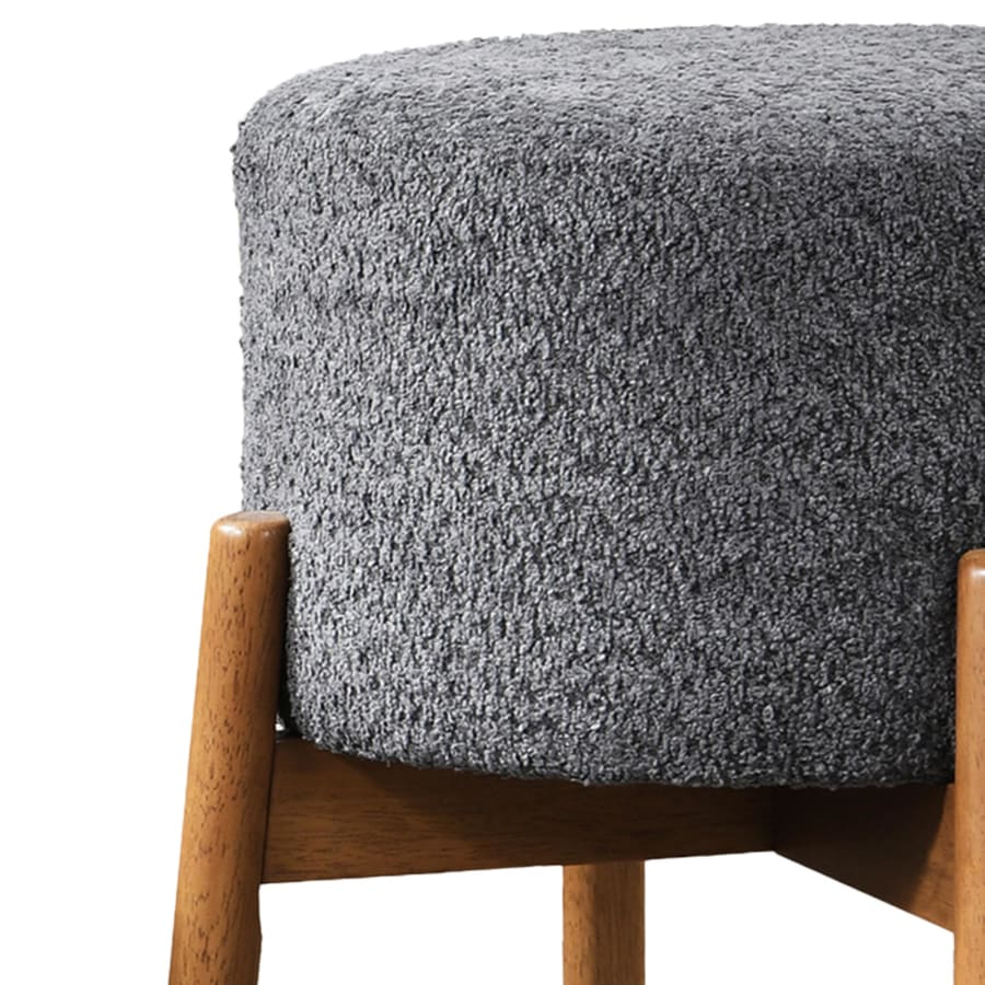 Lot de 2 tabourets effet peau de mouton gris fonc&eacute; et bois clair