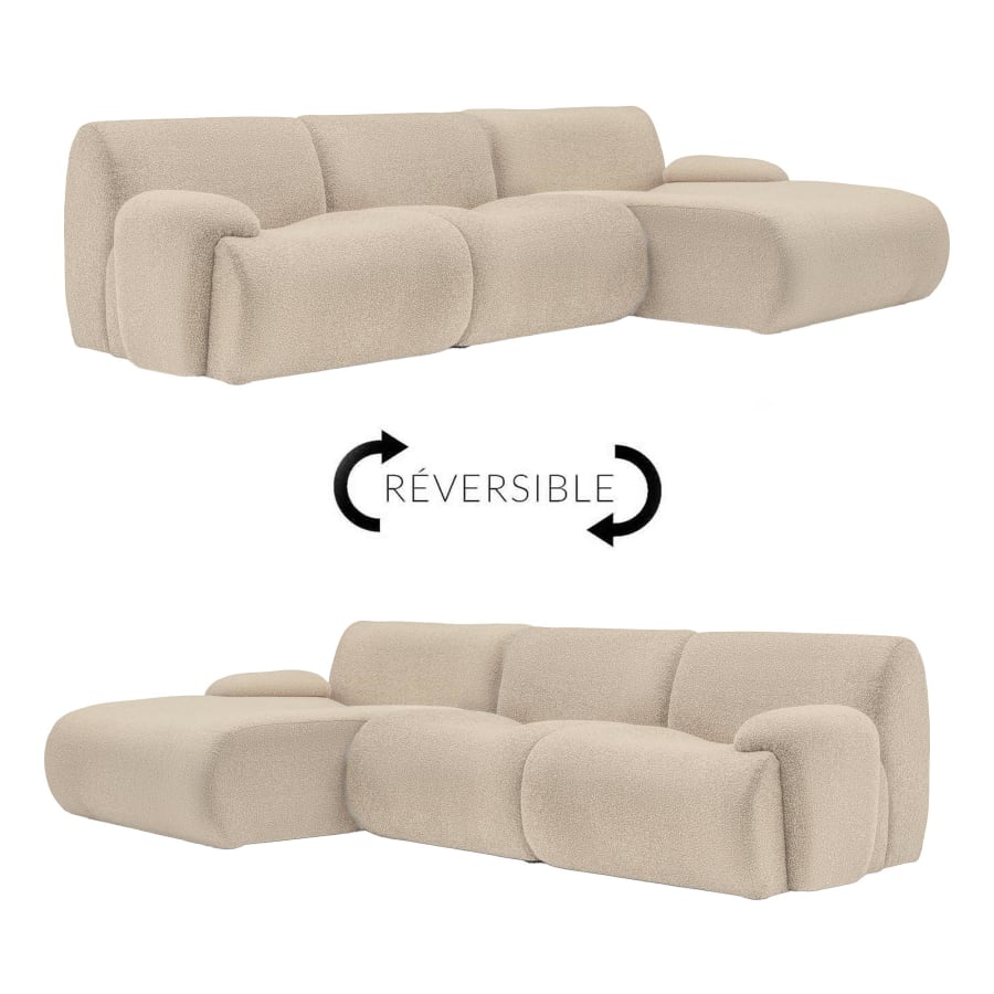 Canap&eacute; d'angle r&eacute;versible en tissu beige