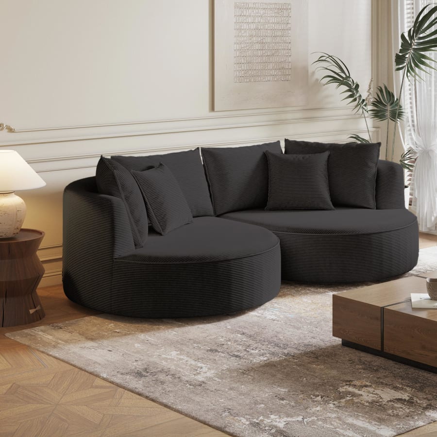 Canapé 2 places design en velours côtelé anthracite