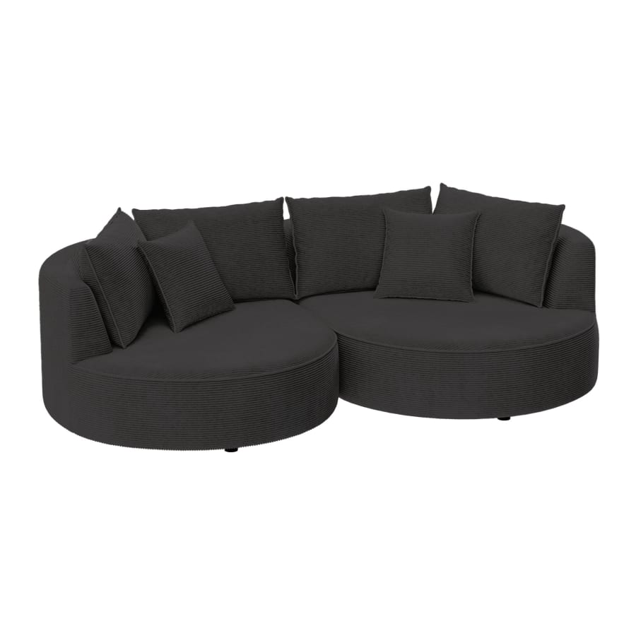 Canapé 2 places design en velours côtelé anthracite