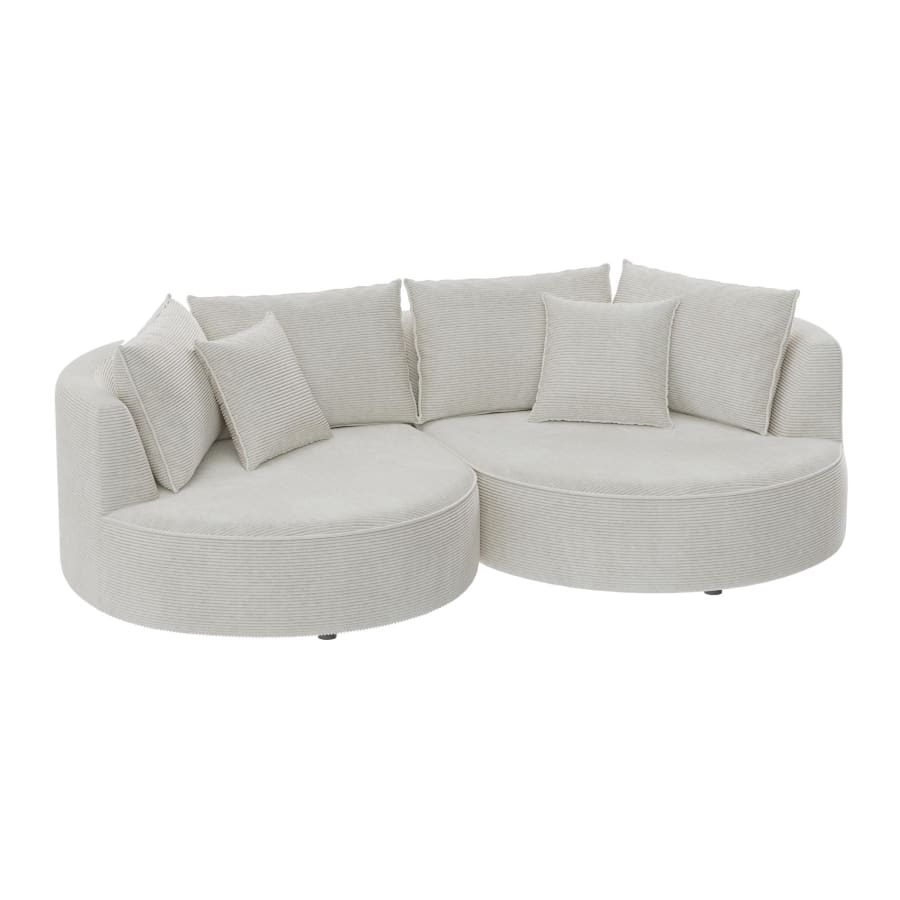 Canap&eacute; 2 places design en velours c&ocirc;tel&eacute; beige