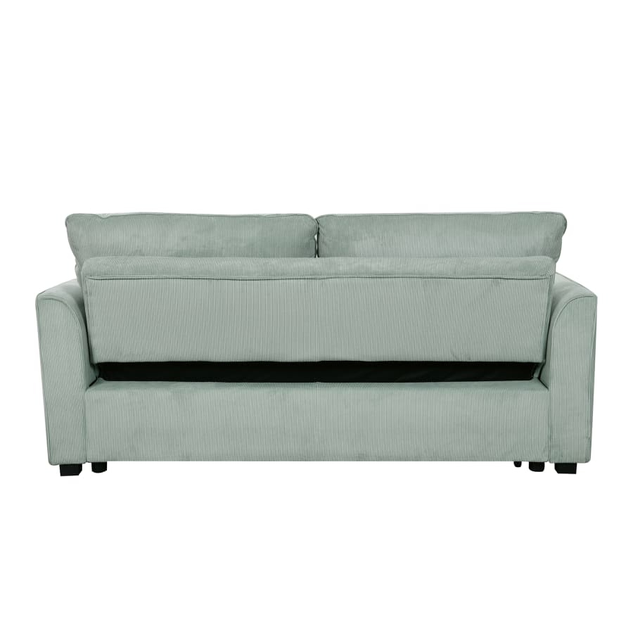 Canapé 3 places convertible en velours côtelé vert d'eau