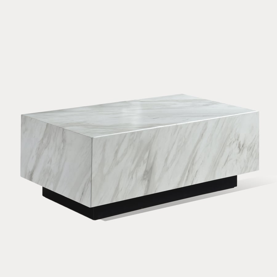 Table basse rectangulaire effet  marbre blanc