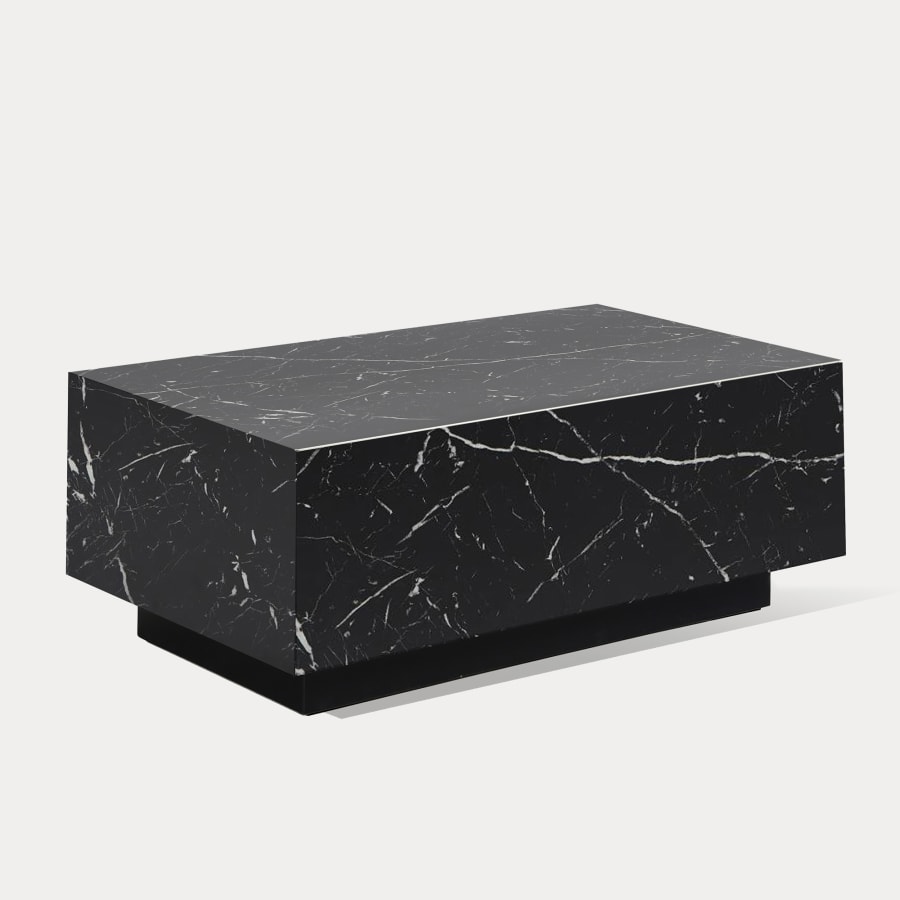 Table basse rectangulaire effet marbre noir