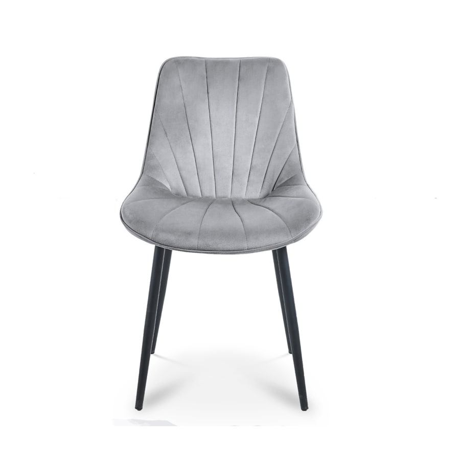 Lot de 4 chaises en velours gris pieds en métal noir