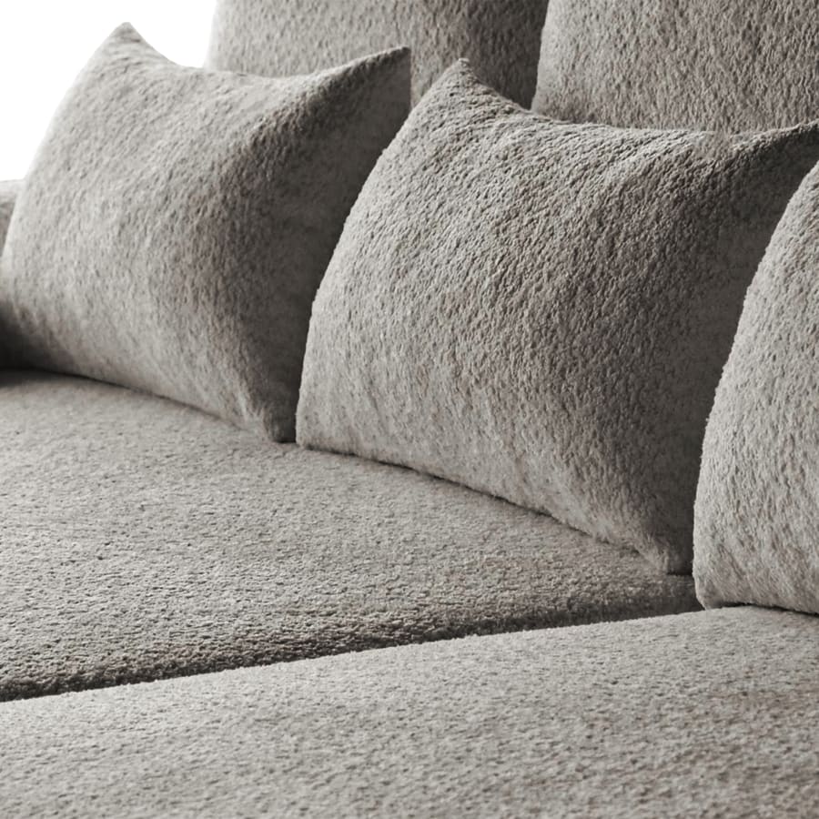 Canapé d'angle convertible avec coffre en tissu bouclette beige - Angle droit