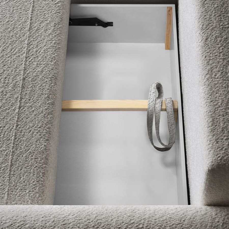 Canapé d'angle convertible avec coffre en tissu bouclette beige - Angle gauche