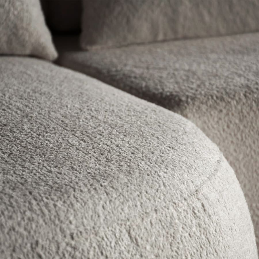 Canapé d'angle convertible avec coffre en tissu bouclette beige - Angle gauche