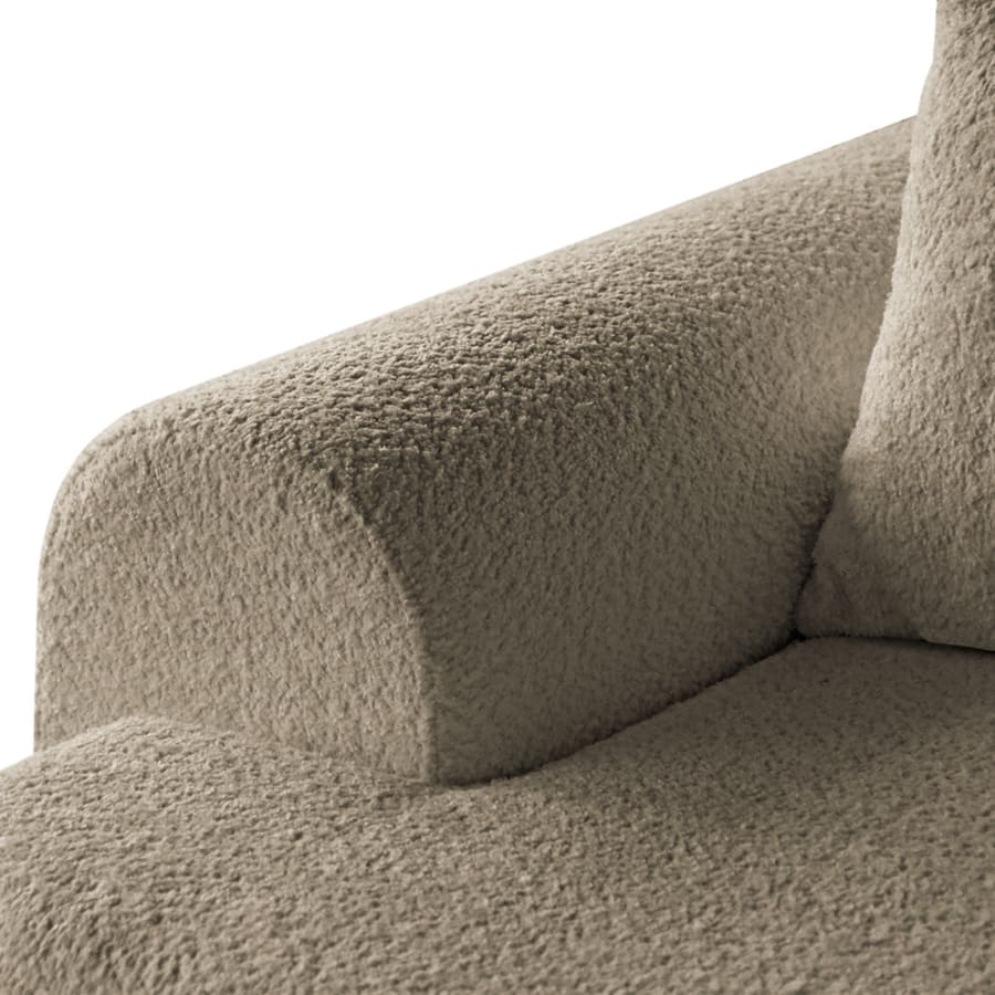 Canapé d'angle convertible avec coffre en tissu bouclette taupe - Angle droit