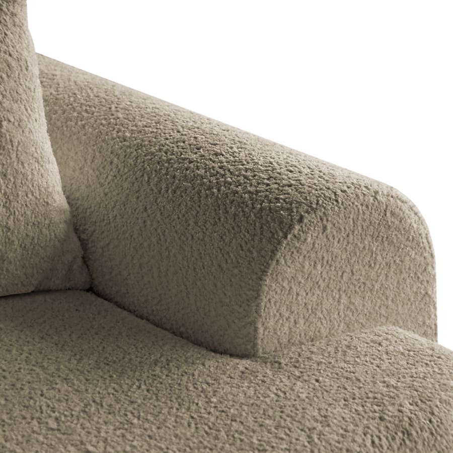 Canapé d'angle convertible avec coffre en tissu bouclette taupe - Angle gauche