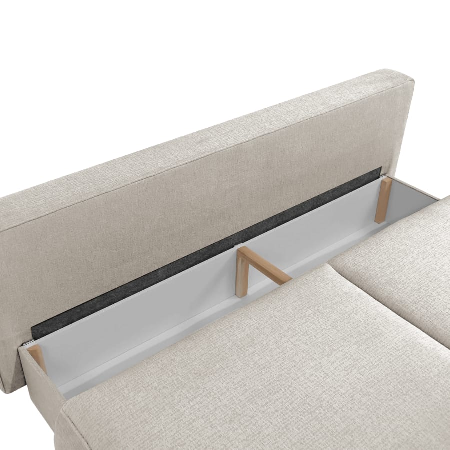 Canapé 3 places convertible avec coffre en tissu taupe