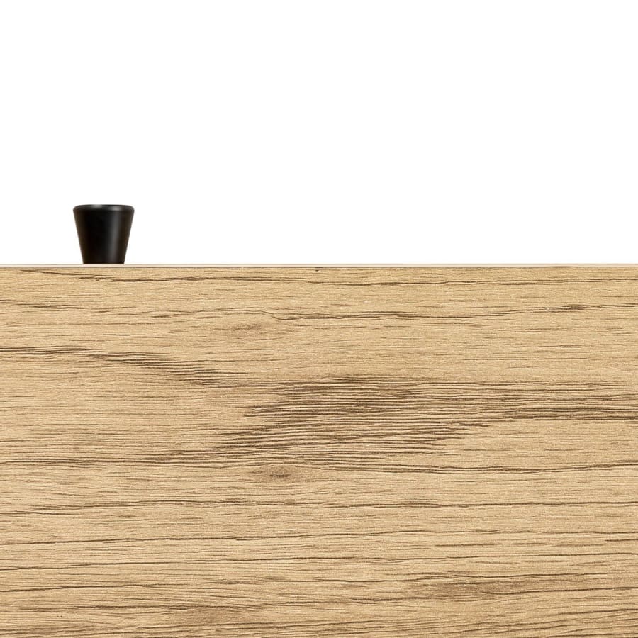 Table de chevet avec 1 tiroir en bois clair et m&eacute;tal noir