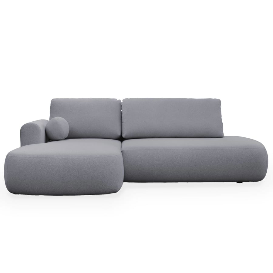 Canap&eacute; d&rsquo;angle convertible avec coffre effet peau de mouton gris - Angle gauche