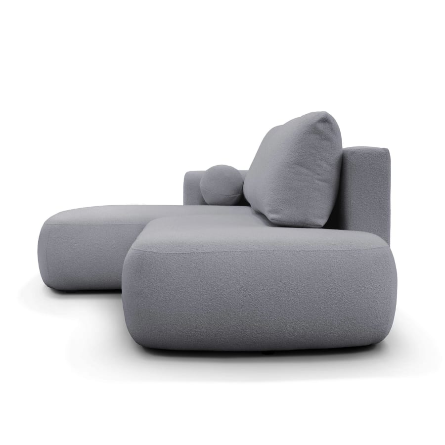 Canap&eacute; d&rsquo;angle convertible avec coffre effet peau de mouton gris - Angle gauche