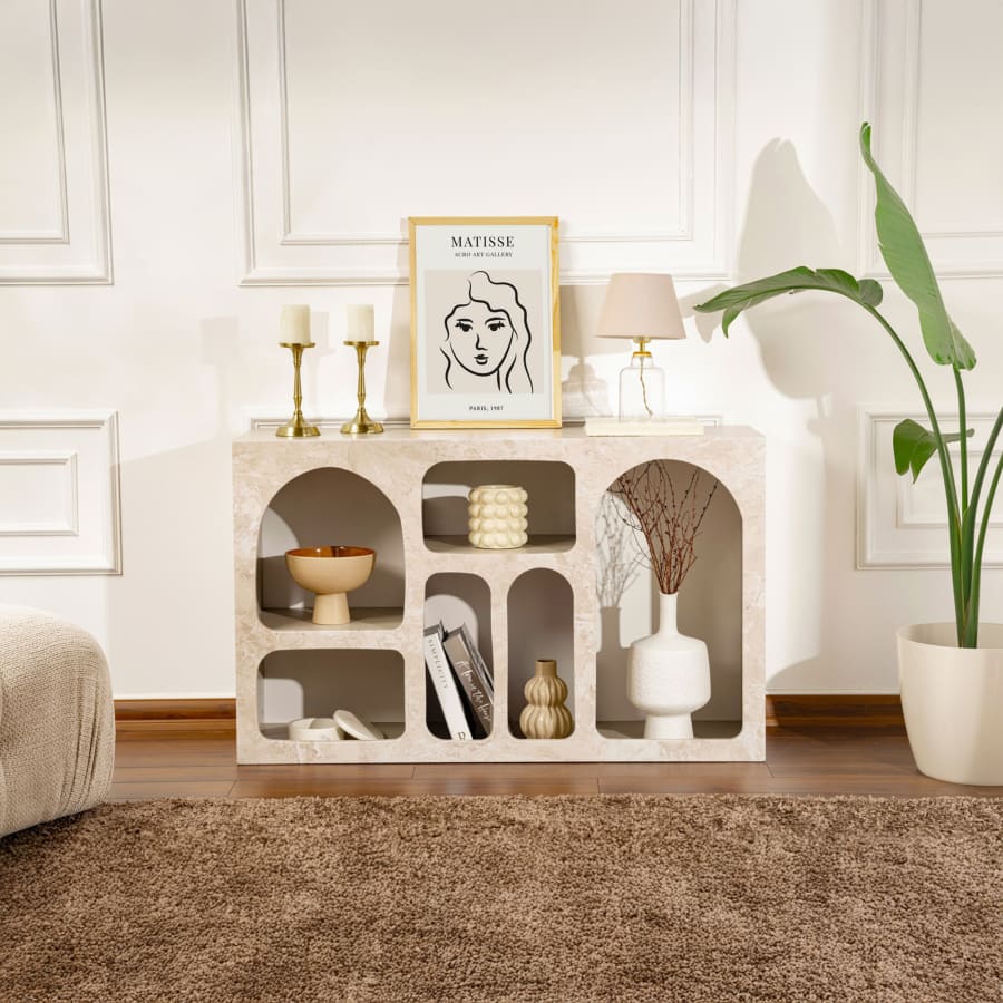 Console avec 6 niches beige 120 cm