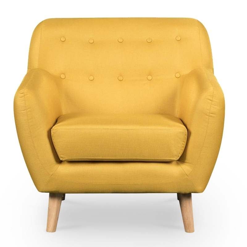 Fauteuil scandinave en tissu jaune