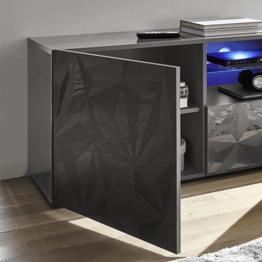 Meuble TV design 2 portes 2 niches et 1 tiroir noir