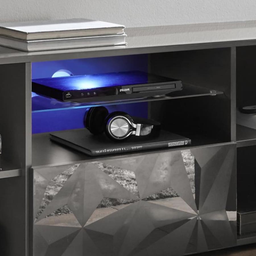 Meuble TV design 2 portes 2 niches et 1 tiroir noir