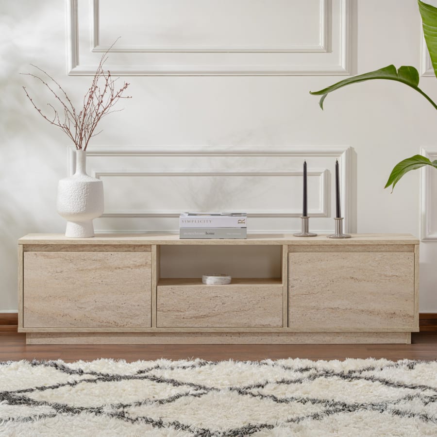 Meuble TV 3 portes 1 niche beige