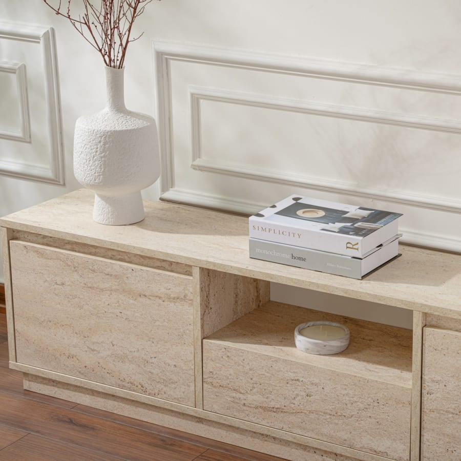 Meuble TV 3 portes 1 niche beige