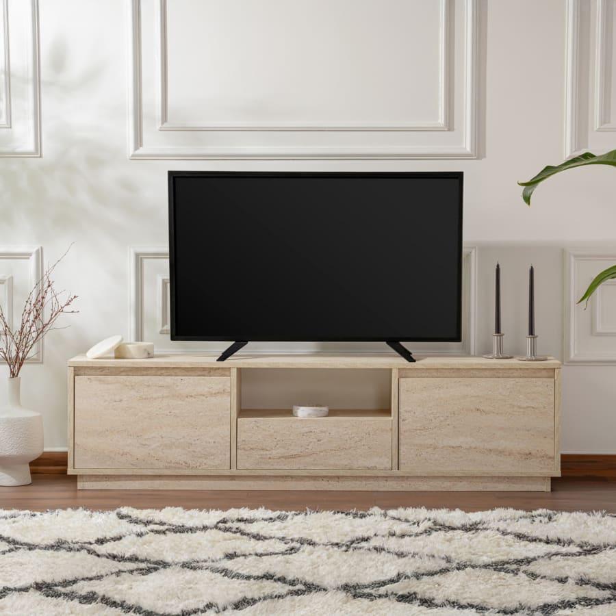 Meuble TV 3 portes 1 niche beige