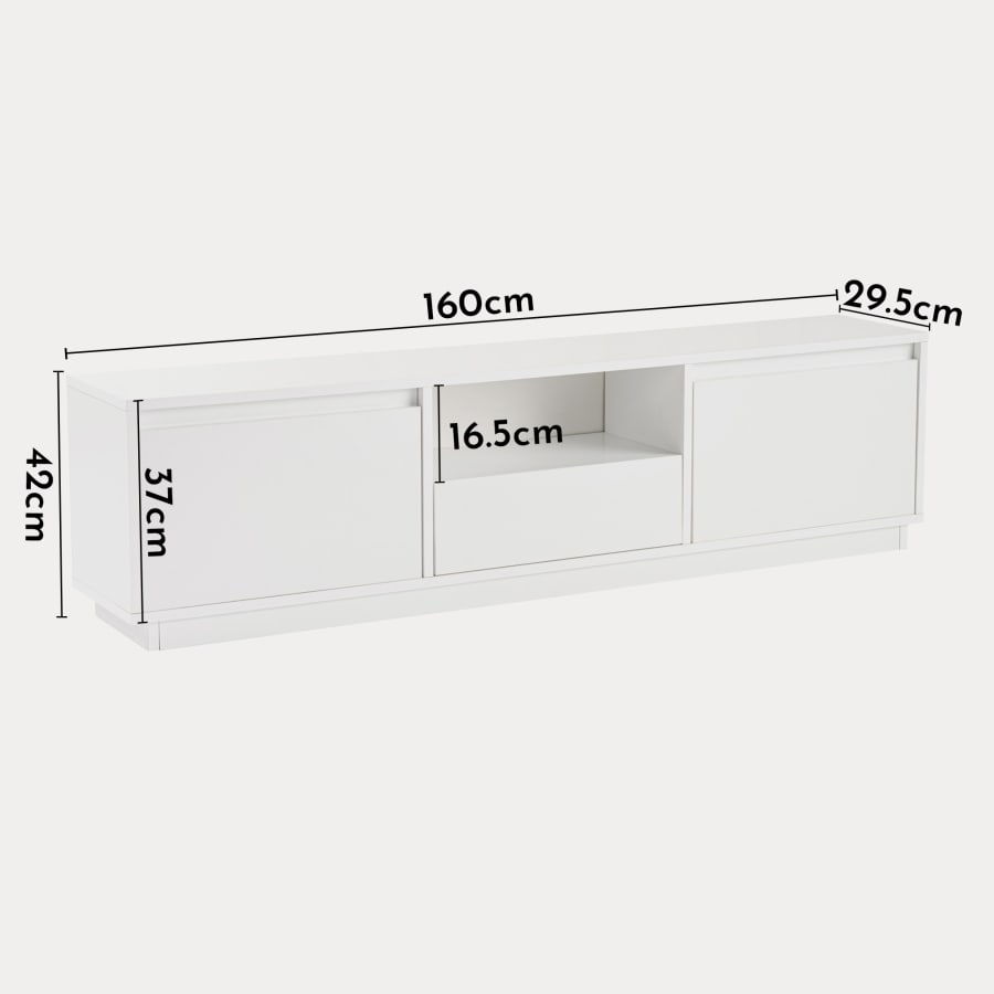Meuble TV 3 portes 1 niche blanc