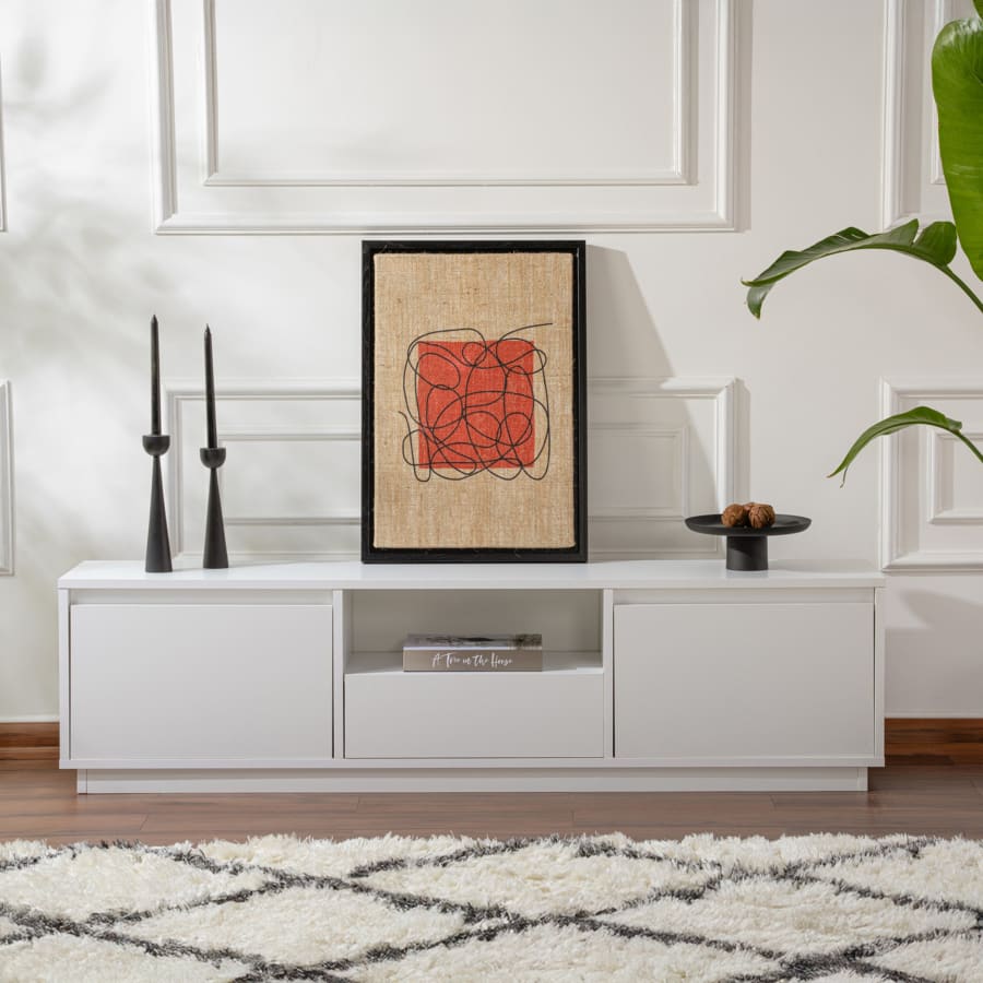 Meuble TV 3 portes 1 niche blanc